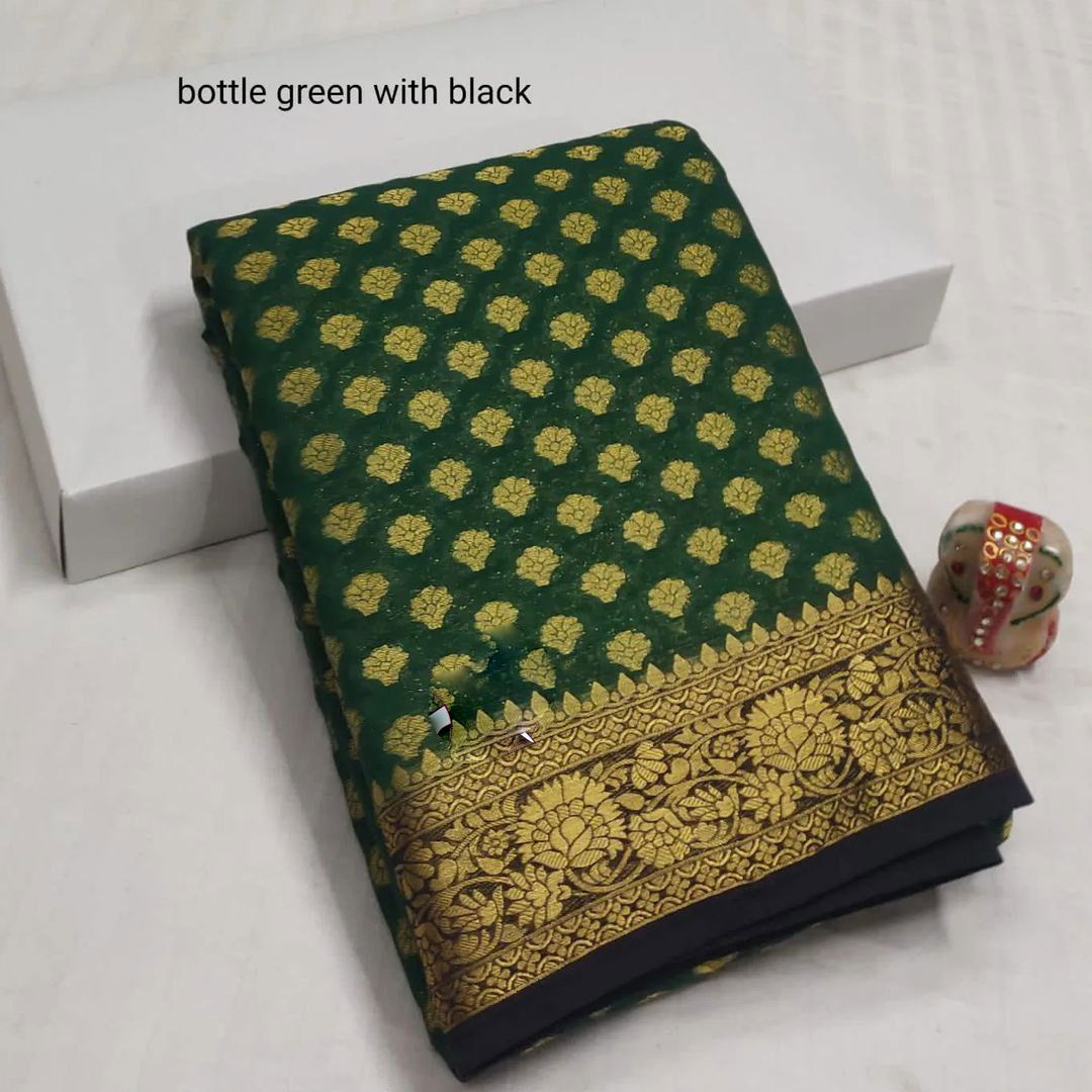 Ritika Gold Zari Pure Khadi Georgette Sarees Catalog